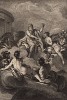 Зевс, восседая на Олимпе, приказывает уничтожить Вселенную (гравюра из первого тома знаменитой поэмы "Метаморфозы" древнеримского поэта Публия Овидия Назона. Париж, 1767 год)