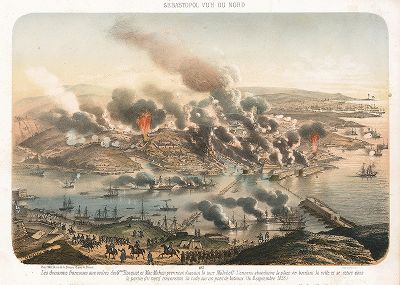 Бомбардировка Севастополя и штурм Малахова кургана 8 сентября 1855 года в ходе Крымской войны. 