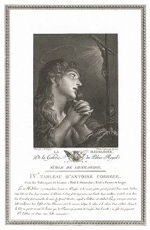 Мария Магдалина, приписываемая кисти Антонио да Корреджо. Лист из знаменитого издания Galérie du Palais Royal..., Париж, 1786