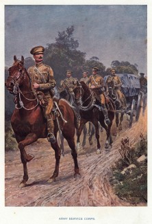 Английские обозники на марше (иллюстрация к His Magesty's Territorial Army... Лондон. 1911 год)