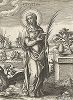Святая Иустина. Лист к серии гравюр "Мартиролог святых дев" (Martyrologium Sanctarum Virginum), Париж, ок. 1600 г.