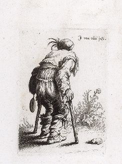 Нищий с костылями. Офорт Яна ван Влита из сюиты "Гезы", 1632 год