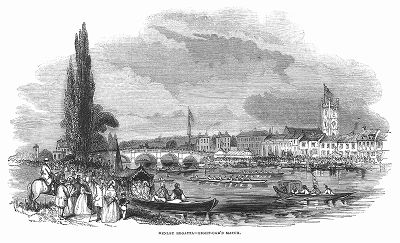 Хенлейская регата -- традиционные международные соревнования по гребле на реке Темзе в городе Хенли, проводящиеся на шлюпках -- восьмёрках, являющиеся неофициальным первенством мира (The Illustrated London News №113 от 29/06/1844 г.)
