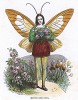 Юноша из рода бабочек-медведиц в ожидании своей возлюбленной. Les Papillons, métamorphoses terrestres des peuples de l'air par Amédée Varin. Париж, 1852