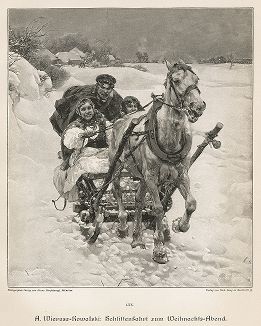 Катание на санях в Рождественский вечер. Moderne Kunst..., т. 9, Берлин, 1895 год. 