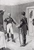 Комендант крепости Грауденц, 73-летний прусский генерал Лом де Курбьер (слева) на предложение генерала Савари сдаться ответил: "Если действительно уже нет короля в Пруссии, то я король Грауденца". Die Deutschen Befreiungskriege 1806-15. Берлин, 1901