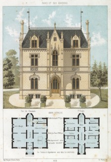 Загородный дом с элементами готической архитектуры (из популярного у парижских архитекторов 1880-х Nouvelles maisons de campagne...)