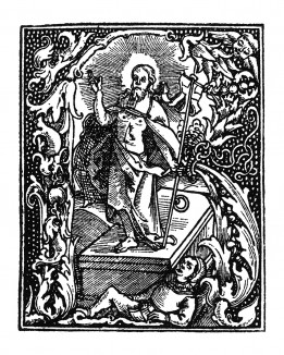 Инициал (буквица) R, выполненный Эрхардом Шёном для Missale des Bistums Eichstatt. Нюрнберг, 1517