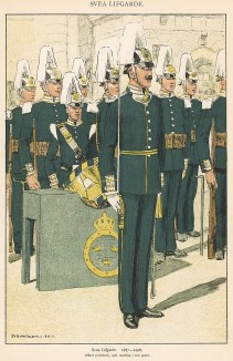 Рота шведской лейб-гвардии в униформе образца 1887-1906 гг. принимает присягу. Svenska arméns munderingar 1680-1905. Стокгольм, 1911