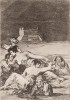 Сюрреалистическая сцена. Несерийный офорт одного из величайших художников и гравёров всех времен Франсиско Гойи. Представленный лист напечатан с оригинальной доски около 1900 года.