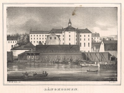 Вид на остров Лангхольмен - Зелёный остров в Стокгольме. Stockholm forr och NU. Стокгольм, 1837