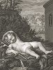 Спящий Иоанн Предтеча работы Аннибале Карраччи. Лист из знаменитого издания Galérie du Palais Royal..., Париж, 1786