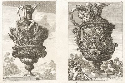 Античные вазоны работы Жана Лепотра из серии "Вазы и картуши", 1751 год. 