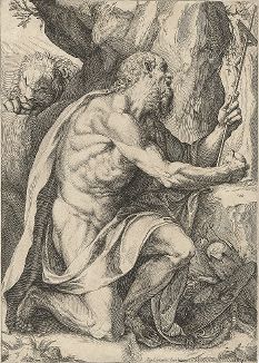 Святой Иероним в пустыне. Гравюра Агостино Карраччи, ок. 1602 г. 
