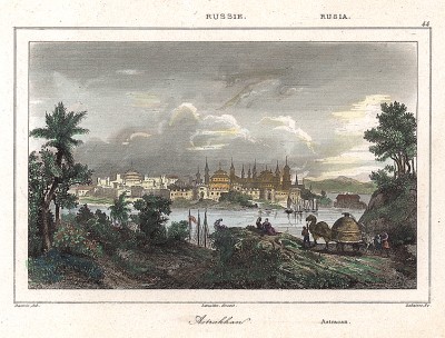 Вид на город Астрахань. Panorama universal. Europa. Rusia, л.44. Барселона, 1839