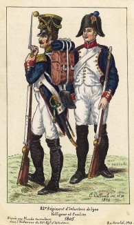 1805 г. Вольтижер и фузилер 82-го полка французской линейной пехоты. Коллекция Роберта фон Арнольди. Германия, 1911-28