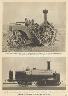 Экспериментальный паровой трактор Бойделла 1857 года и ледовый локомотив "Рюрик", 1861 год. L'automobile, Париж, 1935