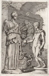 Парис и Минерва. Лист из Sculpturae veteris admiranda ... Иоахима фон Зандрарта, Нюрнберг, 1680 год. 