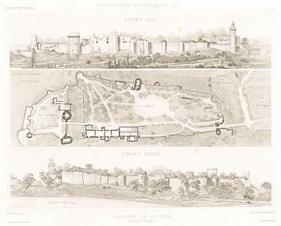 Замок Шинон (XII-XIII, XV века). Archives de la Commission des monuments historiques, т.3, Париж, 1898-1903. 