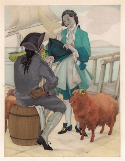 На причале. Иллюстрация Умберто Брунеллески к произведению Вольтера "Кандид, или оптимизм" - Candide Ou L'Optimisme. Париж, 1933