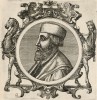 Никколо Масса (1485--1569 гг.) -- итальянский врач и анатом эпохи Возрождения (лист 47 иллюстраций к известной работе Medicorum philosophorumque icones ex bibliotheca Johannis Sambuci, изданной в Антверпене в 1603 году)