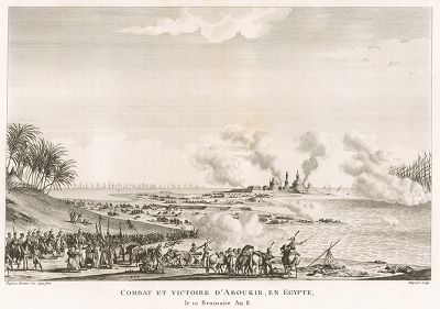 Сражение и победа при Абукире в Египте. 25 июля 1799 французы под командованием генерала Бонапарта уничтожают турецкую армию и обеспечивают Франции контроль над Египтом (до 1802 года).