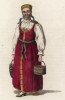 Молодая женщина с Валдая (лист 71 иллюстраций к известной работе Эдварда Хардинга "Костюм Российской империи", изданной в Лондоне в 1803 году)
