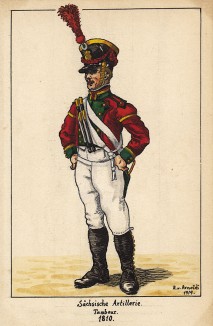 1810 г. Трубач артиллерии королевства Саксония. Коллекция Роберта фон Арнольди. Германия, 1911-29