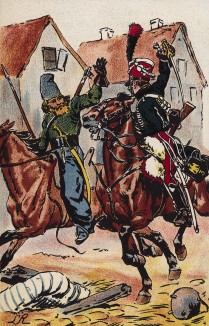 29 марта 1814 г. Французский кавалерист атакует русского казака в сражении под Реймсом. Коллекция Роберта фон Арнольди. Германия, 1911-29