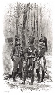 1812 год. Бивуак французской кавалерии в русском лесу (из Types et uniformes. L'armée françáise par Éduard Detaille. Париж. 1889 год)