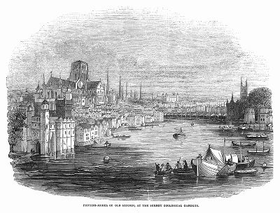 Предполагаемый вид старого Лондона, воспроизведённый на полотне кисти британского художника Уильяма Тельбина (1813 -- 1873) (The Illustrated London News №109 от 01/05/1844 г.)