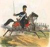 Рядовой австрийских конных егерей в 1830-е гг. (из K. K. Oesterreichische Armée nach der neuen Adjustirung in VI. abtheil. III te.Abtheil. Cavallerie. Лист 9. Вена. 1837 год)
