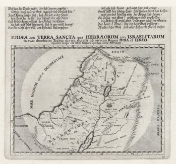 Карта Израиля и Иудеи (из Biblisches Engel- und Kunstwerk -- шедевра германского барокко. Гравировал неподражаемый Иоганн Ульрих Краусс в Аугсбурге в 1700 году)