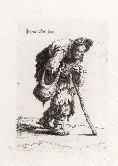 Горбатый нищий. Офорт Яна ван Влита из сюиты "Гезы", 1632 год