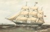 Британский клипер "Вест Аустрэлиен", построенный в 1859 г. Репринт середины XX века со старинной английской гравюры