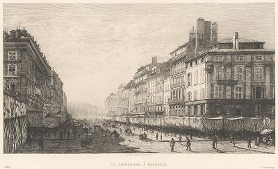 Ля-Канебьер (la Canebière) -- главная улица Марселя, построенная в XVII веке, в процессе расширения города. 