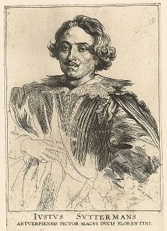 Портрет художника Юстуса Сустерманса работы Антониса ван Дейка. Лист из его знаменитой "Иконографии", 1632-41 гг. 