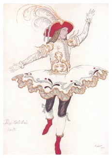 Le page de la fée Colibri. Паж феи Колибри. Леон Бакст, эскиз костюма для балета "Спящая красавица". L'œuvre de Léon Bakst pour "La Belle au bois dormant", л.XLI. Париж, 1922
