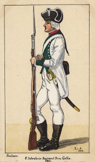 1800 г. Солдат пехотного полка принца Гота королевства Саксония. Коллекция Роберта фон Арнольди. Германия, 1911-29