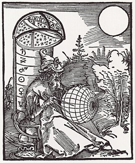 Альбрехт Дюрер. Титульный лист латинского перевода труда еврейского астролога и астронома Мессалы (740--815 гг.) De scientia motus orbis, изданного в 1504 году