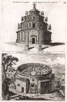 Мавзолей Августа в Риме: реконструкция и вид в XVII веке.