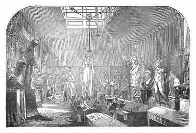 Учебная аудитория для проведения занятий по скульптуре и рисунку в Ливерпульском институте механики, основанном в 1825 году (The Illustrated London News №96 от 02/03/1844 г.)