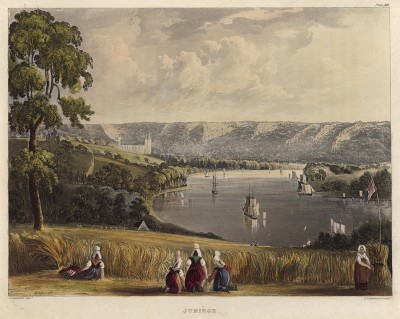 Вид на Сену у аббатства Жюмьеж (из Picturesque Tour of the Seine, from Paris to the Sea... (англ.). Лондон. 1821 год (лист XIX))