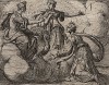 Алкиона умоляет Юнону вернуть ей мужа Кеика. Гравировал Антонио Темпеста для своей знаменитой серии "Метаморфозы" Овидия, л.108. Амстердам, 1606