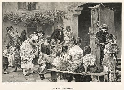 "Праздничное представление" работы Эжена де Блааса. Moderne Kunst..., т. 9, Берлин, 1895 год. 