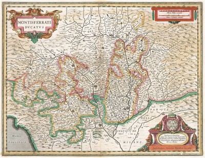 Карта герцогства Монтферра. Montisferrati Ducatus. Составил Хенрикус Хондиус. Амстердам, 1629