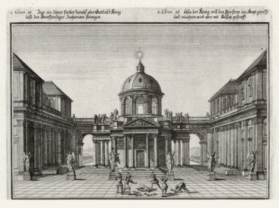 Побивание камнями Захарии по приказу Иоаса (из Biblisches Engel- und Kunstwerk -- шедевра германского барокко. Гравировал неподражаемый Иоганн Ульрих Краусс в Аугсбурге в 1700 году)