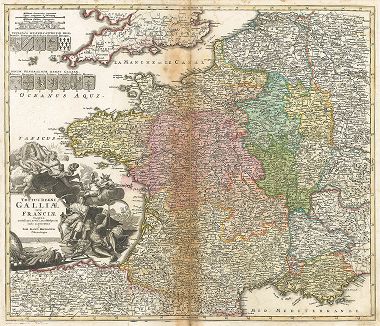 Карта Галии или Франции. Totius Regni Galliae sive Franciae. 