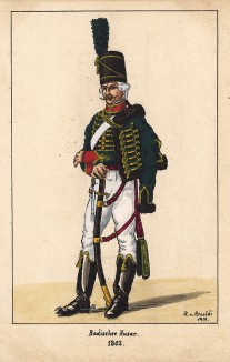 1802 г. Гусар Великого герцогства Баден. Коллекция Роберта фон Арнольди. Германия, 1911-29