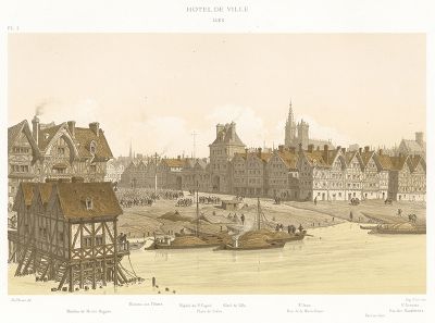 Вид на парижский Отель-де-Виль в 1583 году. Paris à travers les âges..., Париж, 1885. 